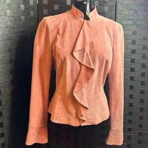 Vintage Margaret Godfrey Leather / Suede Zip Up Jacket Pink Sz 6